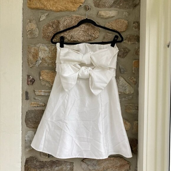 BHLDN Anthropologie BOSKEMPER ARIEL Strapless Bow Dress White Womens Medium $228 - Picture 5 of 12